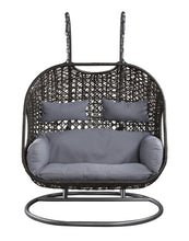 Load image into Gallery viewer, ACME Vasta Patio Swing Chair with Stand, Fabric &amp; Wicker (1Set/3Ctn) 45084
