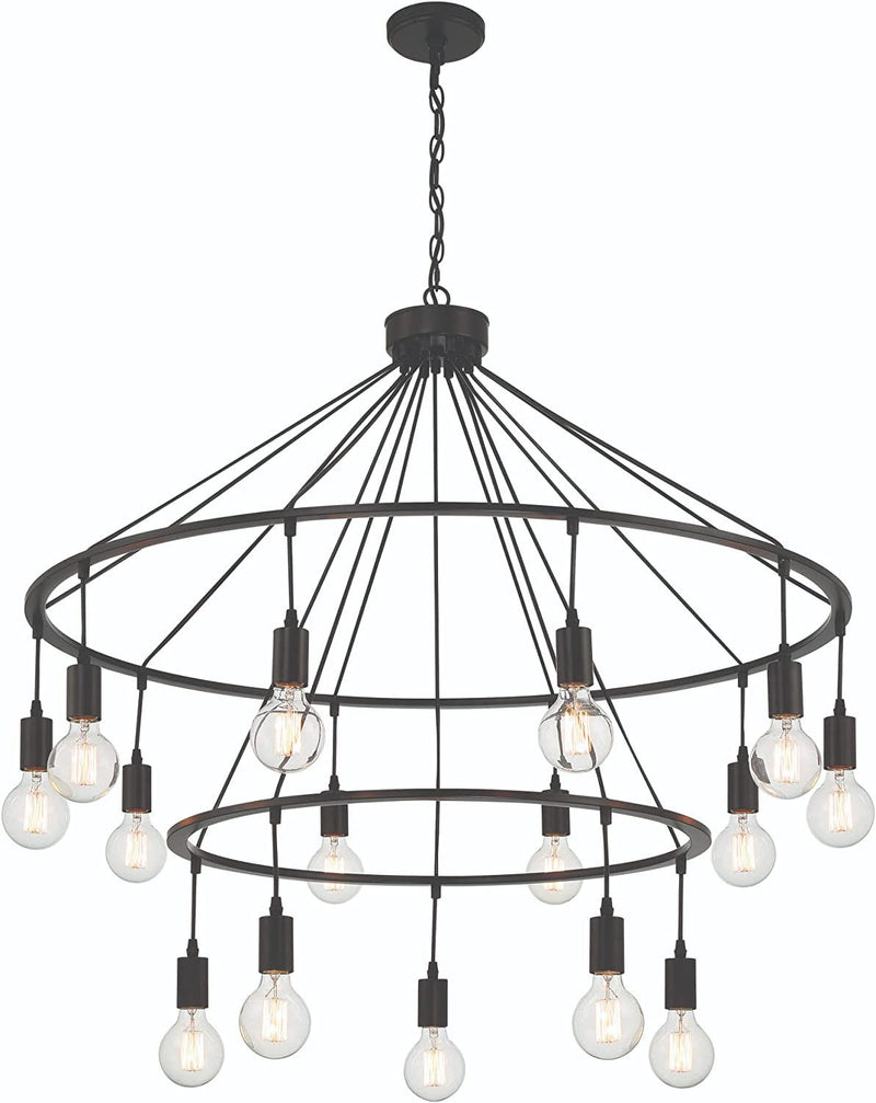 33" Candle Style Multi Light Metal Dimmable Chandelier - Black