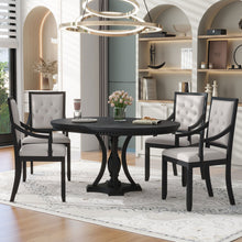 Load image into Gallery viewer, 5 Piece Dining Set Extendable Round Table And 4 Chairs - Black / Oak
