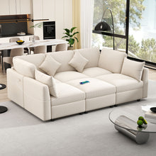 Load image into Gallery viewer, Sectional Sofa Modular U-Shaped With Ottoman &amp; USB Ports
