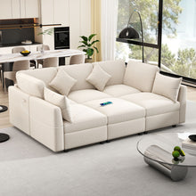 Load image into Gallery viewer, Sectional Sofa Modular U-Shaped With Ottoman &amp; USB Ports
