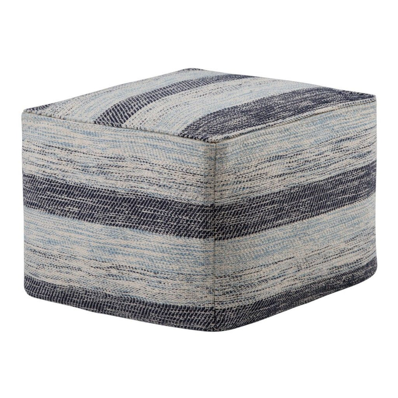 Cotton Pouf Ottoman - Gray / Blue
