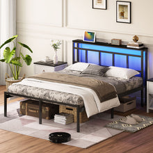 Load image into Gallery viewer, Bed Frame With Storage Headboard With USB C, Type C And LED Light
