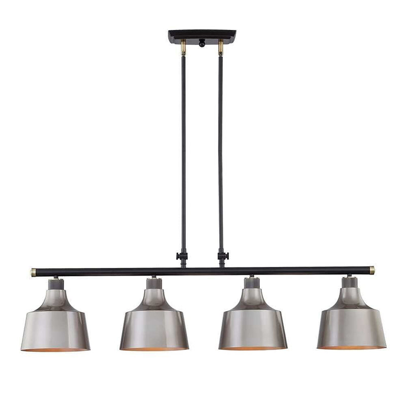 Kitchen Island Four Light Metal Dimmable Chandelier With Shades - Black / Gray
