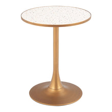 Load image into Gallery viewer, 24" Wood And Steel Pedestal Base Round Top Dining Table - Beige / Gold
