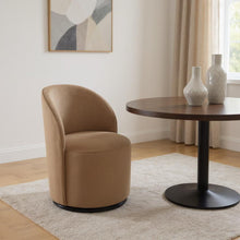 Load image into Gallery viewer, Velvet Curved Back Swivel Dining Arm Chair - Brown / Black
