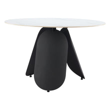 Load image into Gallery viewer, 48" Faux Marble And Steel Pedestal Base Round Top Dining Table - White
