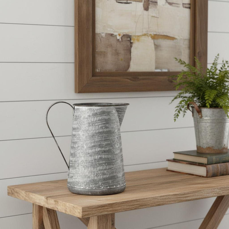 Striped Tapered Jug Vase - Gray / White
