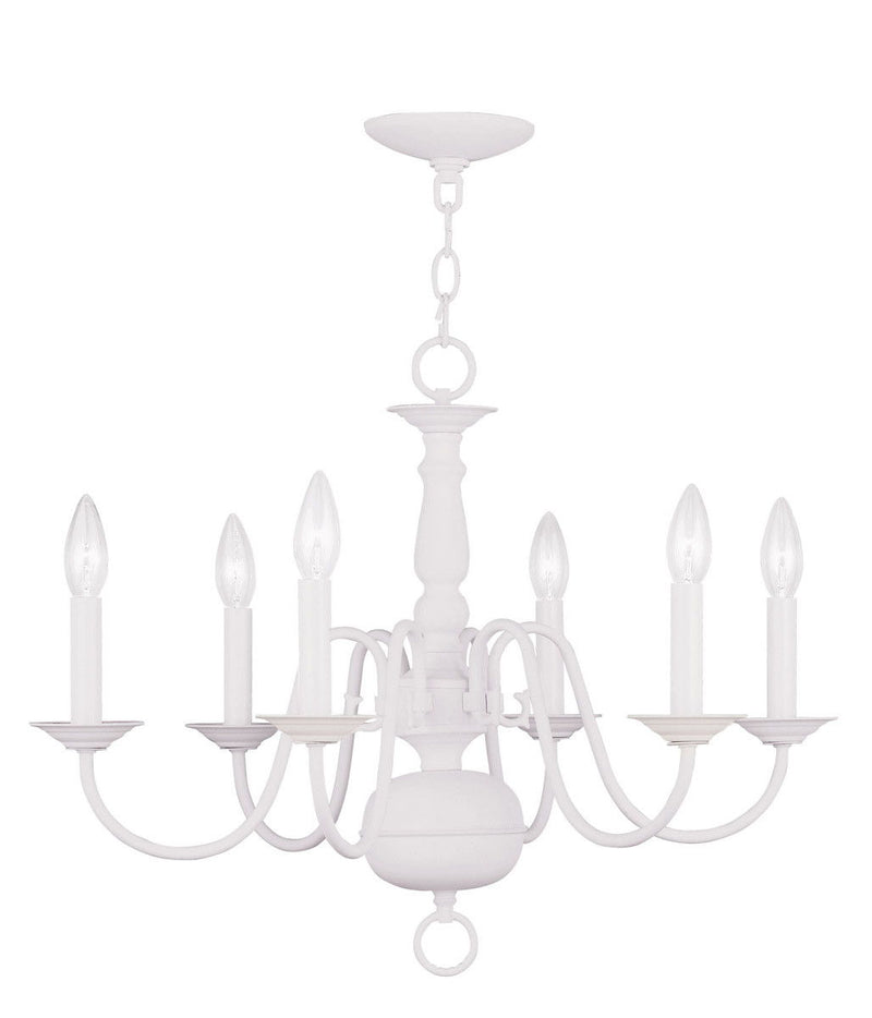Six Light Dimmable Chandelier With Shades - White