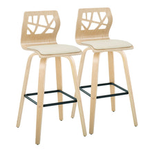 Load image into Gallery viewer, Folia - Contemporary Fixed Height Stool With Swivel With Square Footrest (Set of 2)
