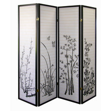Load image into Gallery viewer, Folding Four Panel Screen Room Divider (469142) - Black / White
