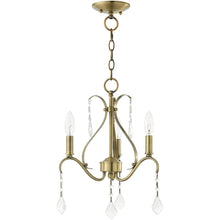 Load image into Gallery viewer, 17" Three Light Dimmable Chandelier With Shades - Antiqued Brass
