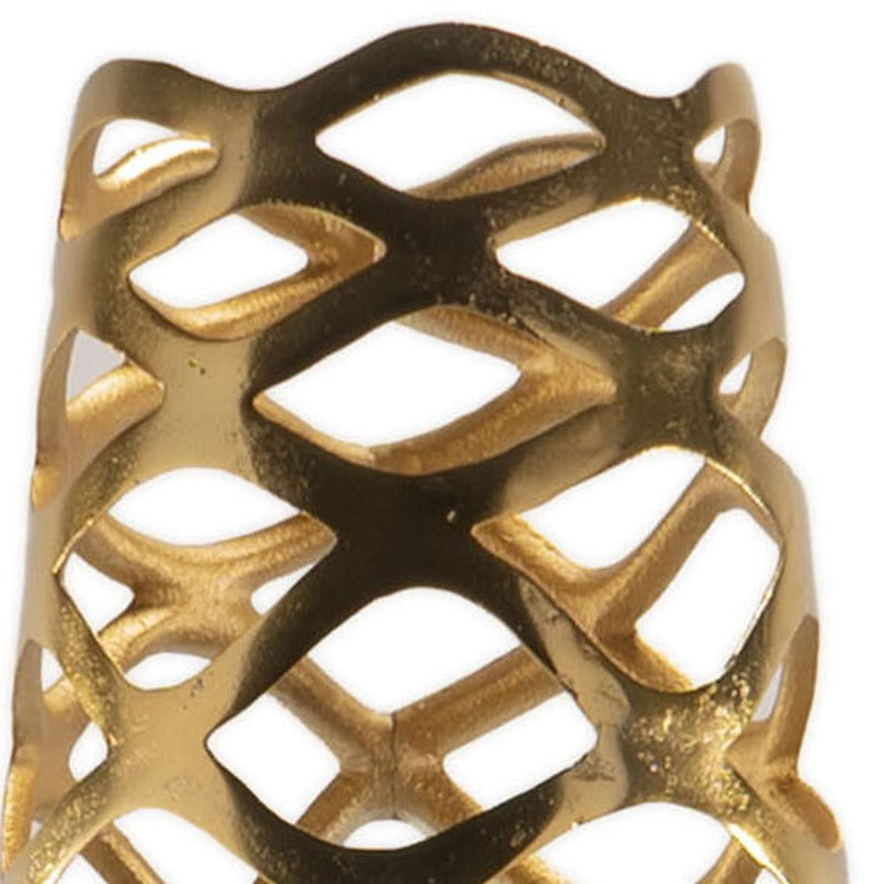 Pierced Geometric Cylinder Floor Vase (722474) - Gold