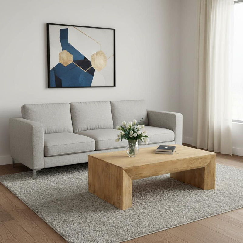 Solid Wood Distressed Sled Coffee Table - Natural