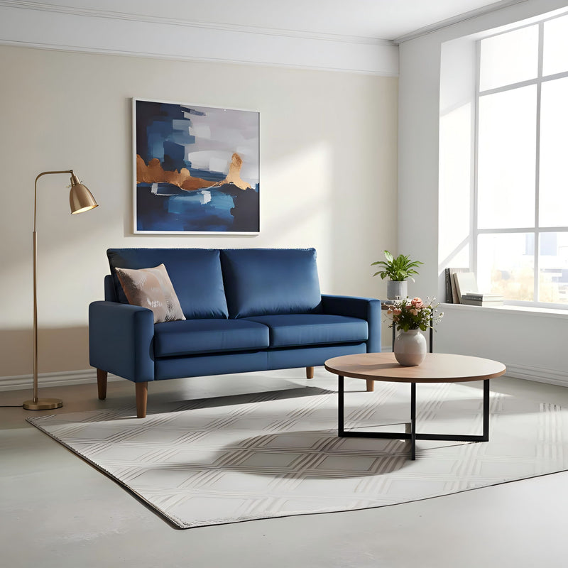Upholstered Loveseat Sofa, 2 Seater Couch For Living Room Apartment - Dark Blue