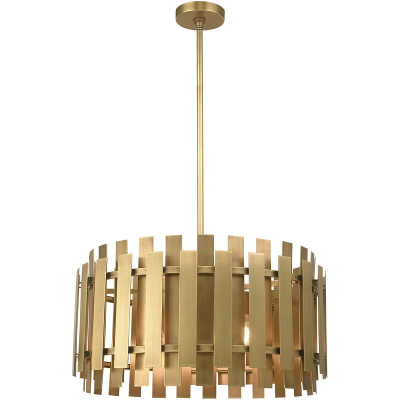 20" Six Light Dimmable Chandelier With Shades - Brass