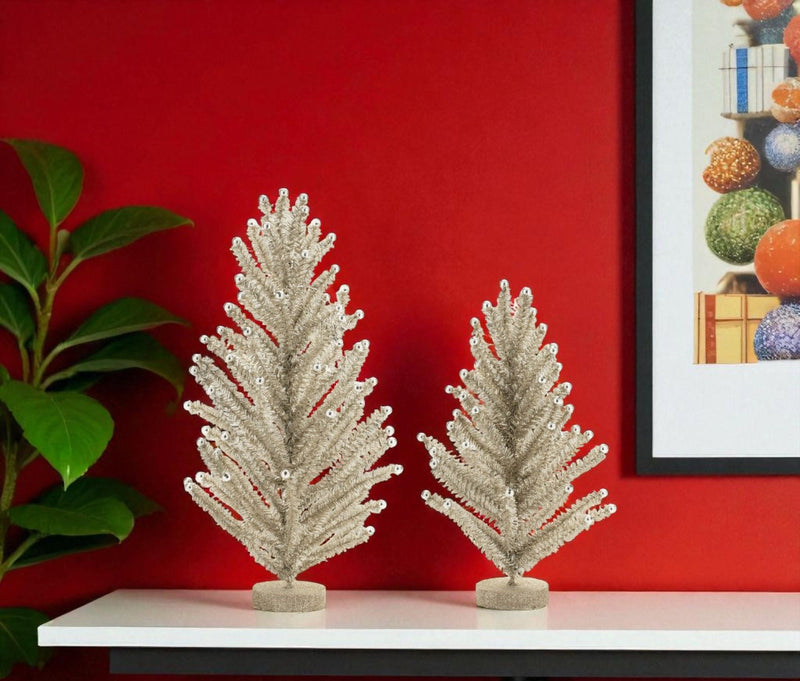 Plastic Trees Tabletop Sculpture (Set of 2) - Silver