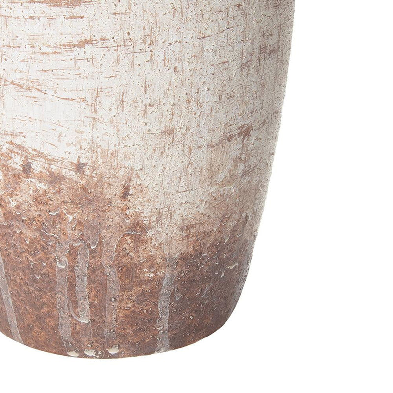 Round Jug Vase - Brown / White
