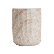 Load image into Gallery viewer, Outdoor / Indoor Lightweight Concrete Side Table, Cylinder Travertine Finish Accent Table - Beige
