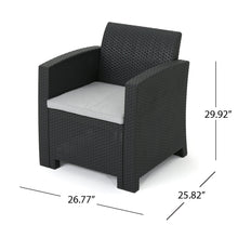Load image into Gallery viewer, Velvora - Outdoor Wicker Set With 3 Seater Sofa, 2 Club Chairs, Coffee Table And Cushions - Brown
