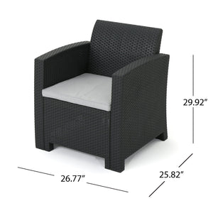 Velvora - Outdoor Wicker Set With 3 Seater Sofa, 2 Club Chairs, Coffee Table And Cushions - Brown