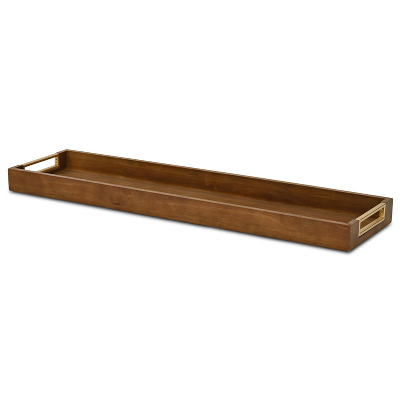 32" Solid Wood Handmade Vanity Tray With Handles - Brown