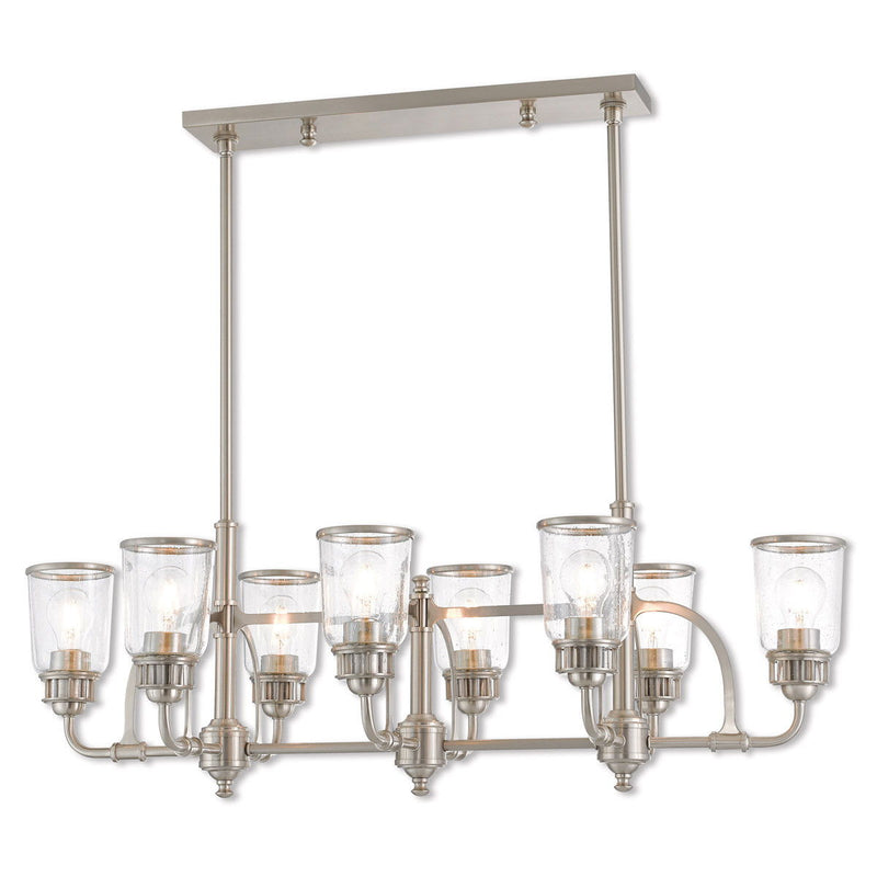 21'' Eight Light Dimmable Chandelier With Shades - Nickel