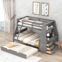 Load image into Gallery viewer, Bunk Bed With Trundle And Built In Desk, 3 Storage Drawers And Shelf
