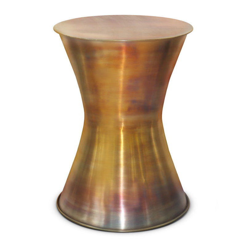 Metal Round End Table - Antiqued Brass