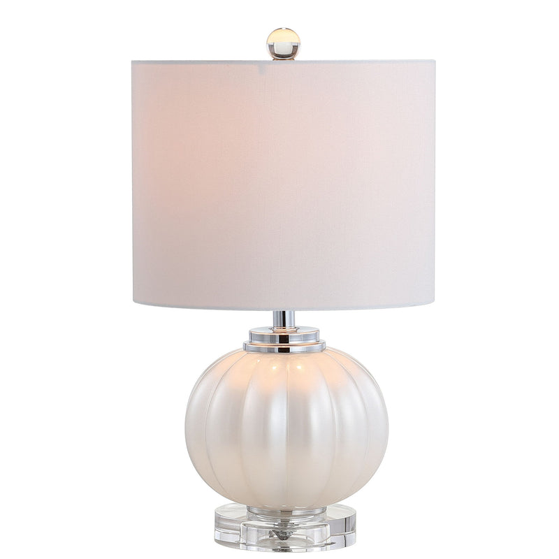18" Novelty Table Lamp LED With Drum Shade - White