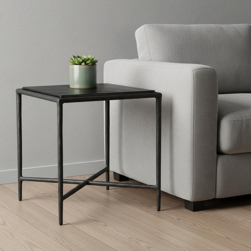 22" Aluminum Pedestal End Table - Black