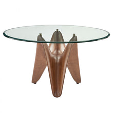 Load image into Gallery viewer, 59" Rounded Glass And Solid Manufactured Wood Pedestal Base Dining Table - Clear

