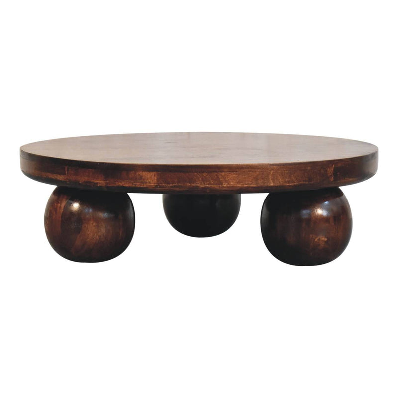 Solid Wood Round Coffee Table - Walnut