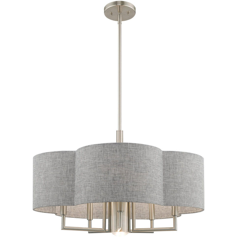 18'' Six-Light Dimmable Chandelier With Shades - Nickel