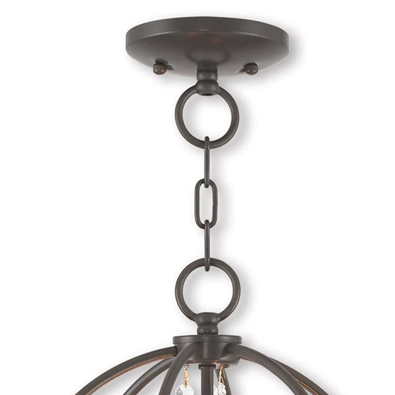 16'' Three Light Dimmable Chandelier With Shades - Bronze