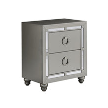Load image into Gallery viewer, Champagne Tone Nightstand With 2 Drawer Mirror Trim Accent - Silver
