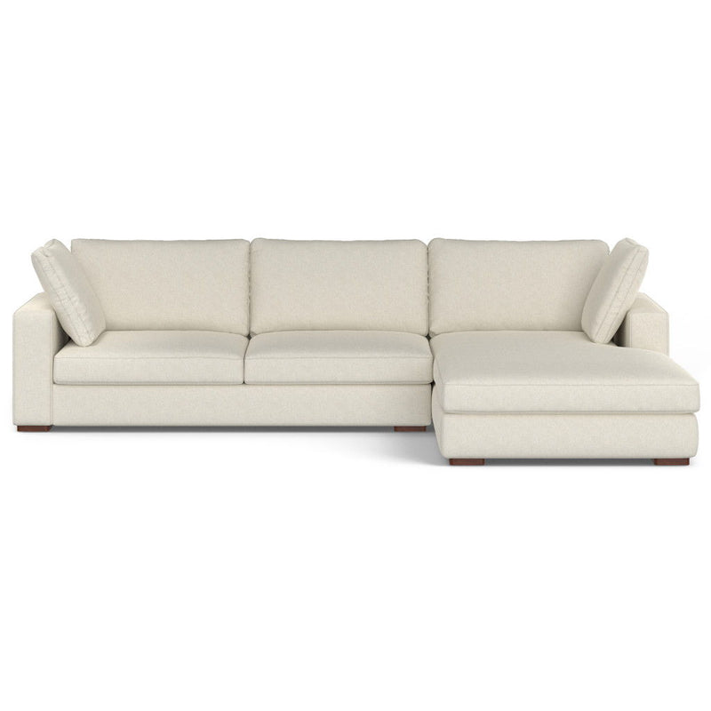 Modern Fabric Sofa With Brown Legs - Cream