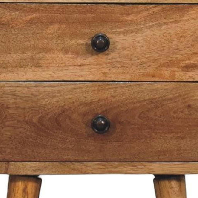 Solid Wood Two Drawer Nightstand - Oak