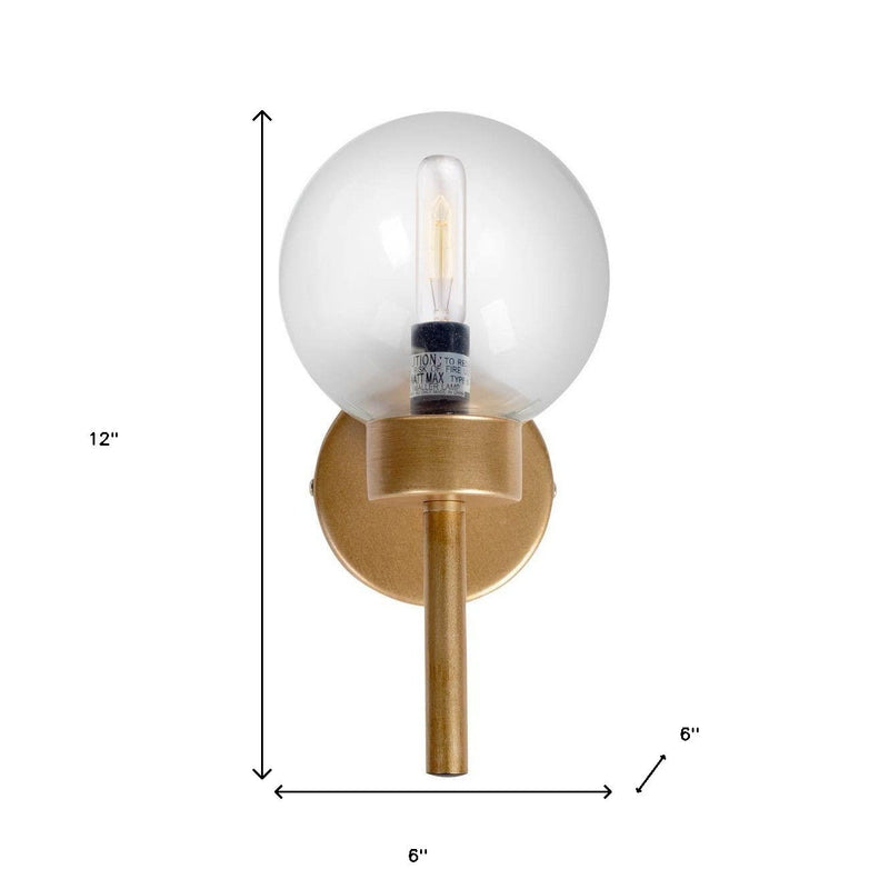 12'' Metal Glass Corner Wall Light - Gold