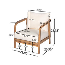 Load image into Gallery viewer, Outdoor Lounge Chair With Woven Backrest, Solid Wood Frame, Comfortable Cushions

