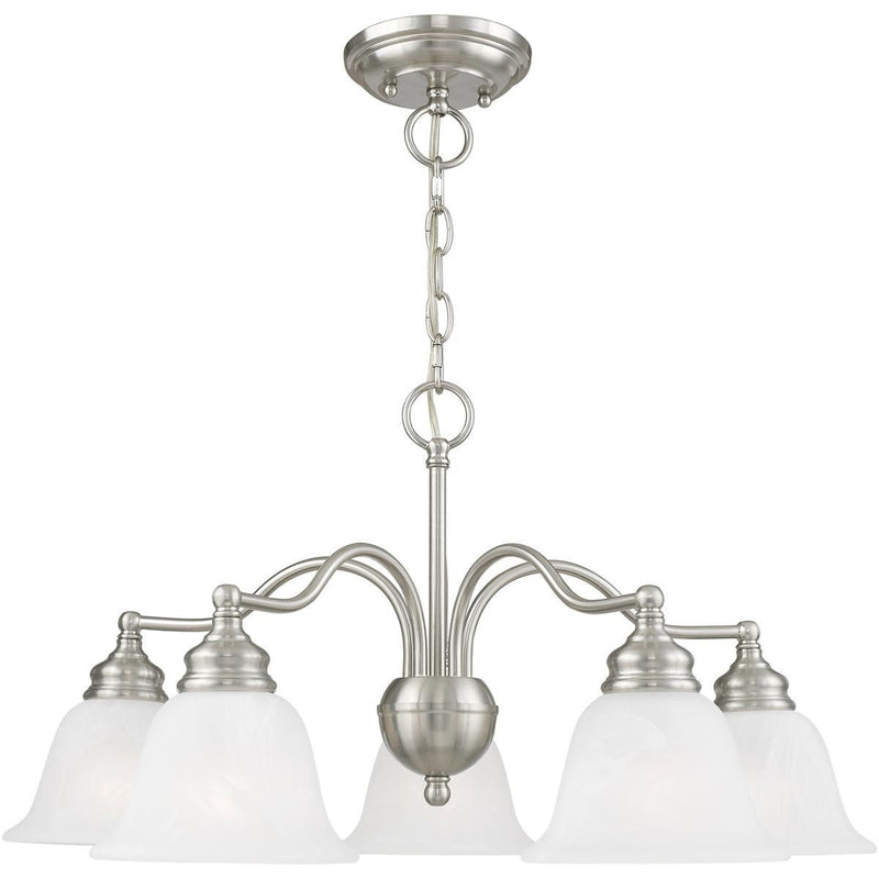 13'' Five Light Dimmable Chandelier With Shades - Nickel