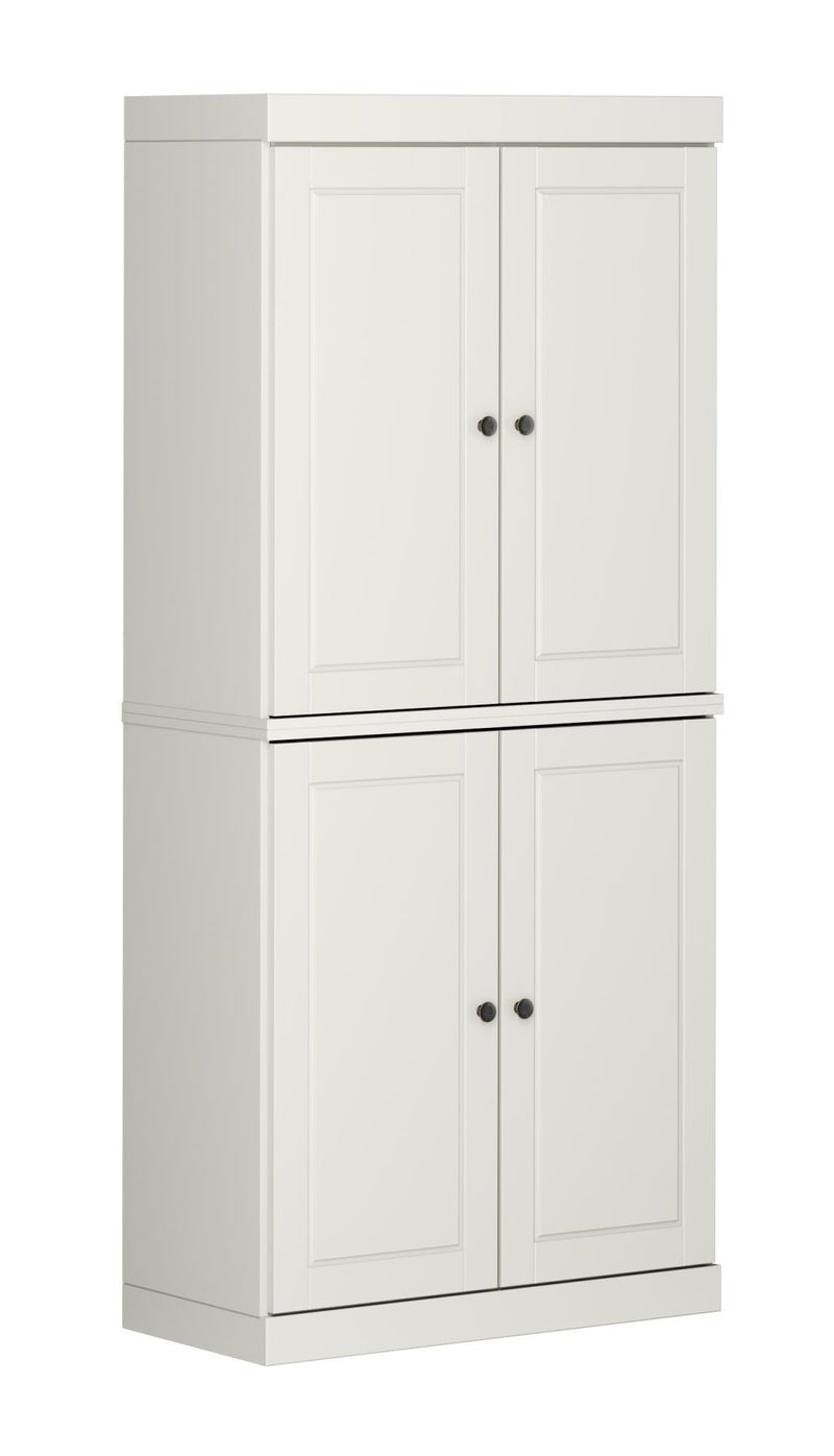 Adjustable Six Tier Library Bookcase With Four Doors (746700) - Off White