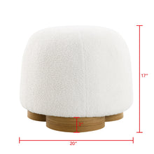 Load image into Gallery viewer, Round Soft Teddy Fabric Upholstered Ottoman With Metal Accents
