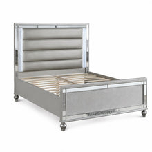 Load image into Gallery viewer, Modern Bed With LED Lights And Glass Panels, 2 Nightstands
