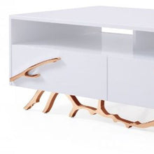 Load image into Gallery viewer, Rectangular Coffee Table With Two Drawers And Two Shelves - Rosegold And White
