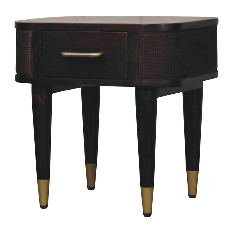 18" Solid Wood Round One Drawer Nightstand - Mocha