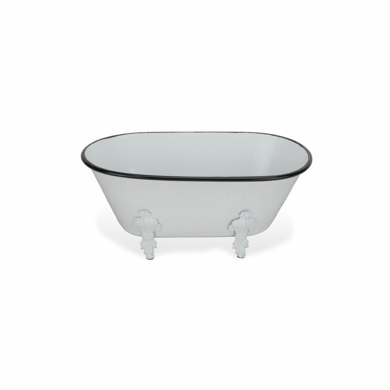Hand Painted Decorative Tub Tabletop Sculpture - White