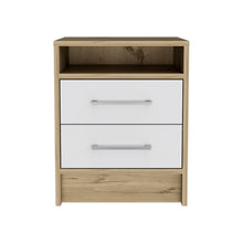 Load image into Gallery viewer, 20" Wood Two Drawer Nightstand - White / Natural
