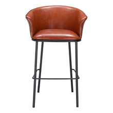 Load image into Gallery viewer, Faux Leather And Steel Bar Height Bar Chair - Brown And Black
