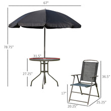 Load image into Gallery viewer, Outsunny - Patio Dining Set With Table Umbrella, Folding Chairs And Dining Table, Outdoor Patio Furniture Set
